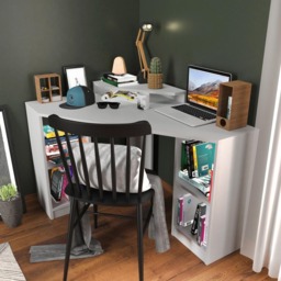 Decorotika Floating 4 Shelf Corner Computer Desk White - Size: 80 x 120 x 90cm - Wilko - thumbnail 4