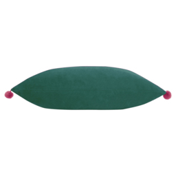 Paoletti Fiesta Teal Berry Pom Pom Velvet Cushion - Size: 50 x 35 cm - Multi - Wilko - thumbnail 3