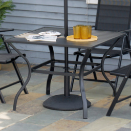 Outsunny 4 Seater Slatted Metal Plate Top Garden Dining Table Black - Wilko - thumbnail 1