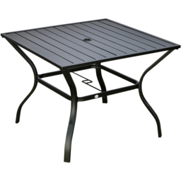 Outsunny 4 Seater Slatted Metal Plate Top Garden Dining Table Black - Wilko - thumbnail 3