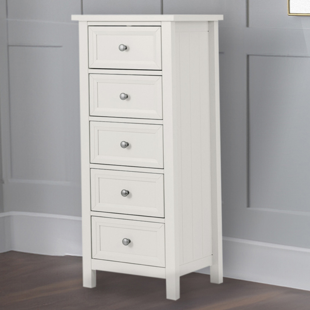 Julian Bowen Maine 5 Drawer Surf White Tall Chest of Drawers - Wilko - image 1