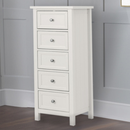 Julian Bowen Maine 5 Drawer Surf White Tall Chest of Drawers - Wilko - thumbnail 1