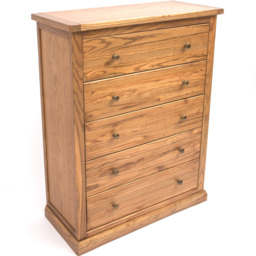 Cabinet Bits Salerno 5 Drawer Brown Brass Knob Chest of Drawers - Wilko - thumbnail 5