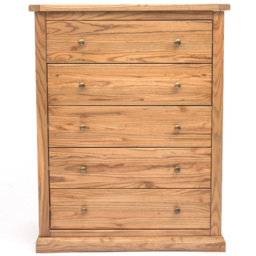 Cabinet Bits Salerno 5 Drawer Brown Brass Knob Chest of Drawers - Wilko - thumbnail 3