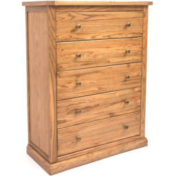 Cabinet Bits Salerno 5 Drawer Brown Brass Knob Chest of Drawers - Wilko - thumbnail 4