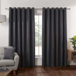 Divante Hoxton Charcoal Blackout Eyelet Curtain 229 x 168cm - Size: W 229 x D 168cm - Wilko - thumbnail 3