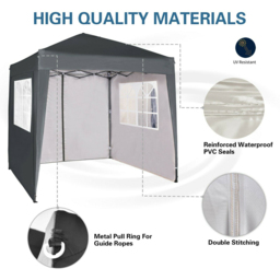 Grey 2 x 2m Pop Up Gazebo with Removable Sidewalls - MCC - Wilko - thumbnail 7