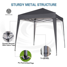 Grey 2 x 2m Pop Up Gazebo with Removable Sidewalls - MCC - Wilko - thumbnail 4