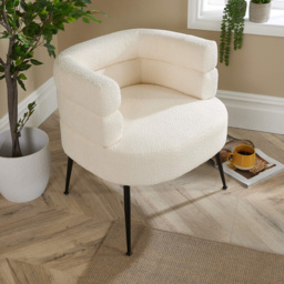 Home Source Cream Boucle Teddy Fur Barrel Accent Chair - Size: Single - Wilko - thumbnail 7