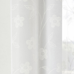 Tyrone Textiles Sienna White Floral Trail Embroidered Rod Pocket Voile Panel Curtains 140 x 183cm - Size: W 140 x D 183cm - Wilko - thumbnail 4