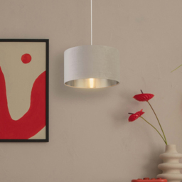 Lighting Collection Light Grey Silver Inner Velvet Drum Shade 35cm - Size: 22 x 35 x 35cm - Wilko - thumbnail 3
