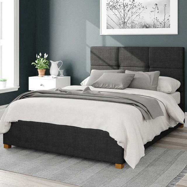 Aspire Caine King Size Ebony Malham Weave Ottoman Bed - Black - Aspire Beds - Wilko - image 1