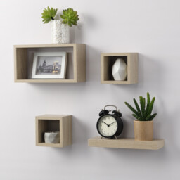 Set of 4 Latitude Floating Shelves - Oak - Wilko - thumbnail 3