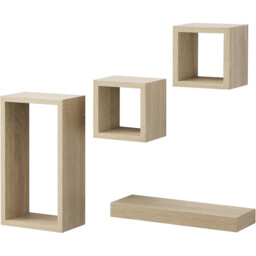 Set of 4 Latitude Floating Shelves - Oak - Wilko - thumbnail 4