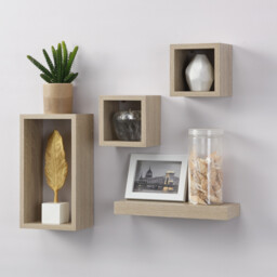 Set of 4 Latitude Floating Shelves - Oak - Wilko - thumbnail 5