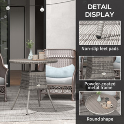 Outsunny Round Rattan Dining Table Grey - Size: 70 x 70 x 73cm - Wilko - thumbnail 7