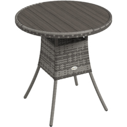 Outsunny Round Rattan Dining Table Grey - Size: 70 x 70 x 73cm - Wilko - thumbnail 3