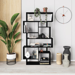 Decortie Karmato 10 Shelf Black Bute Slim Asymmetric Tall Freestanding Bookcase - Wilko - thumbnail 6