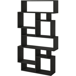 Decortie Karmato 10 Shelf Black Bute Slim Asymmetric Tall Freestanding Bookcase - Wilko - thumbnail 3