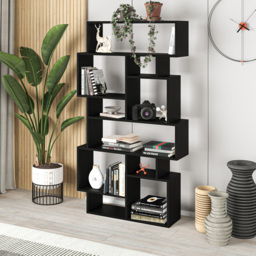 Decortie Karmato 10 Shelf Black Bute Slim Asymmetric Tall Freestanding Bookcase - Wilko - thumbnail 5
