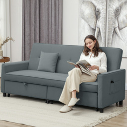 HOMCOM 3 Seater Grey L Shaped Reversible Pull Out Sofa Bed - Wilko