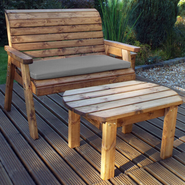 Charles Taylor 2 Seater Deluxe Bench Set with Grey Cushions - Size: 118 x 170 x 98cm - Wilko - image 1