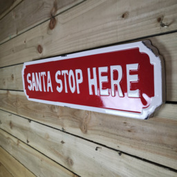 Samuel Alexander Festive Metal Santa Stop Here Sign Board 71cm - Size: 71 x 26 x 26cm - Red - Wilko - thumbnail 5