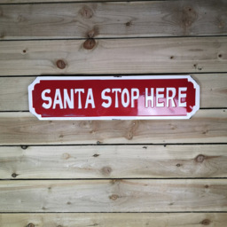 Samuel Alexander Festive Metal Santa Stop Here Sign Board 71cm - Size: 71 x 26 x 26cm - Red - Wilko - thumbnail 3