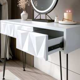 CARME Home Claudia White and Black Belle LED Mirror Dressing Table with Stool - Size: 29 x 51.5 x 114cm - Multi - Wilko - thumbnail 4