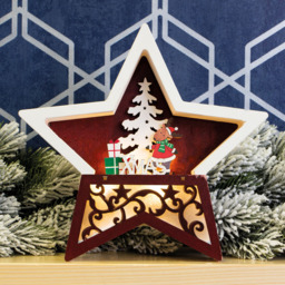 St Helens LED Light Christmas Wood Star Decoration - Size: 190 x 190 x 35cm - White - Wilko - thumbnail 6