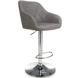 Shankar Serena Charcoal Leather Bar Stool Set of 2 - Grey - Wilko - thumbnail 3