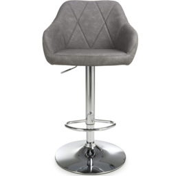 Shankar Serena Charcoal Leather Bar Stool Set of 2 - Grey - Wilko - thumbnail 4