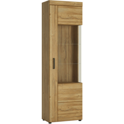 Florence Cortina Single Door Grandson Oak Right Hand Tall Display Cabinet - Size: 37 x 57 x 195cm - Brown - Furniture to Go - Wilko - thumbnail 3