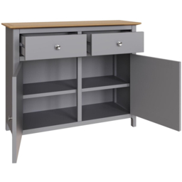 FWStyle Taberno 2 Drawer 2 Door Dove Grey and Oak Sideboard - Size: 76 x 96 x 33cm - Wilko - thumbnail 5