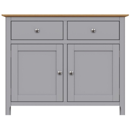 FWStyle Taberno 2 Drawer 2 Door Dove Grey and Oak Sideboard - Size: 76 x 96 x 33cm - Wilko - thumbnail 4