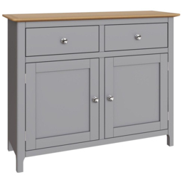 FWStyle Taberno 2 Drawer 2 Door Dove Grey and Oak Sideboard - Size: 76 x 96 x 33cm - Wilko - thumbnail 3