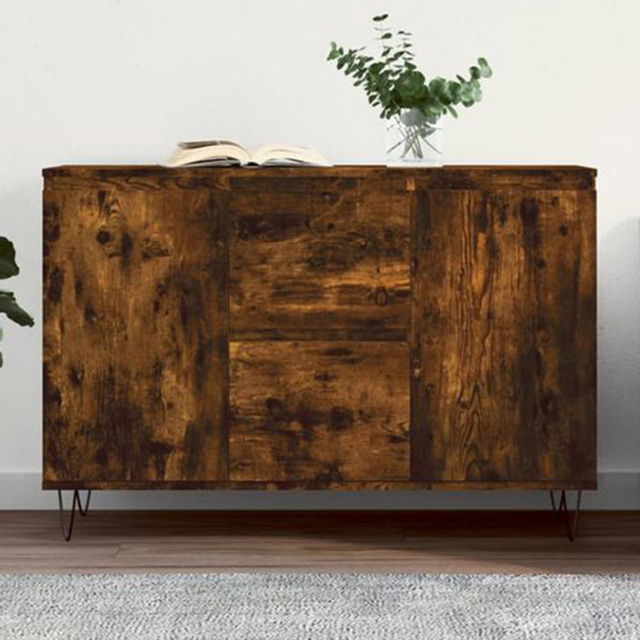 vidaXL 2 Door 2 Drawer Smoked Oak Sideboard - Size: 70 x 101.5 x 35cm - Brown - Wilko - image 1