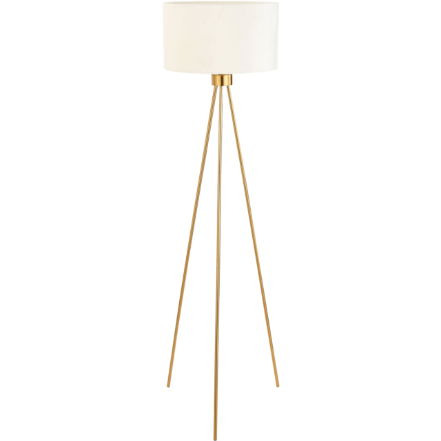 Pacific Lifestyle Houston Brushed Brass Metal Tripod Floor Lamp - Gold - Wilko - image 1