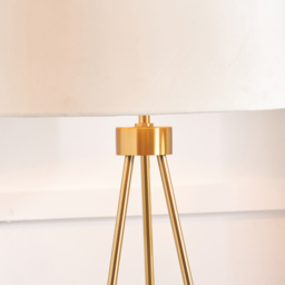 Pacific Lifestyle Houston Brushed Brass Metal Tripod Floor Lamp - Gold - Wilko - thumbnail 4