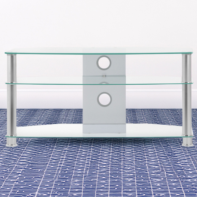 MMT Furniture Designs 2 Shelf Clear Glass Corner TV Unit - Size: 50 x 115 x 40cm - Wilko - image 1