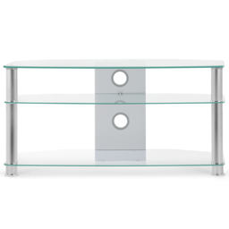 MMT Furniture Designs 2 Shelf Clear Glass Corner TV Unit - Size: 50 x 115 x 40cm - Wilko - thumbnail 4