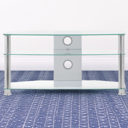 MMT Furniture Designs 2 Shelf Clear Glass Corner TV Unit - Size: 50 x 115 x 40cm - Wilko