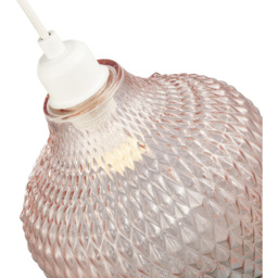 Happy Homewares Soft Blush Pink Curvy Diamond Etched Glass Pendant Shade - Size: 25 x 21 x 21cm - Wilko - thumbnail 6