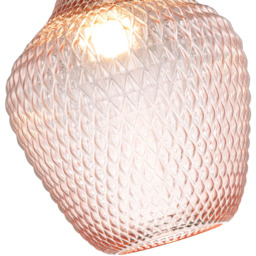 Happy Homewares Soft Blush Pink Curvy Diamond Etched Glass Pendant Shade - Size: 25 x 21 x 21cm - Wilko - thumbnail 7