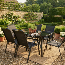 Outdoor Essentials Palma Air Tex 6 Seater Dining Set Black - Wilko - thumbnail 7