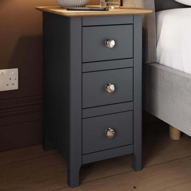 FWStyle Taberno Slim 3 Drawer Blue Oak Assembled Bedside Table - Wilko - image 1
