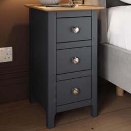 FWStyle Taberno Slim 3 Drawer Blue Oak Assembled Bedside Table - Wilko - thumbnail 1