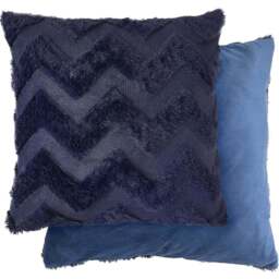 Serene Newton Zig Zag Navy Soft Touch Cushion Cover - Size: 43 x 43cm - Blue - Wilko - thumbnail 1