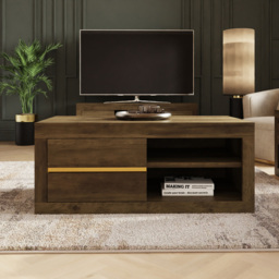 GFW Astley 2 Drawer 2 Shelf Knotty Oak Coffee Table - Size: 41 x 100 x 50cm - Brown - Wilko - thumbnail 7