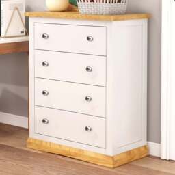 Cabinet Bits Trevi 4 Drawer Off White Chrome Knob Chest of Drawers - Wilko - thumbnail 1